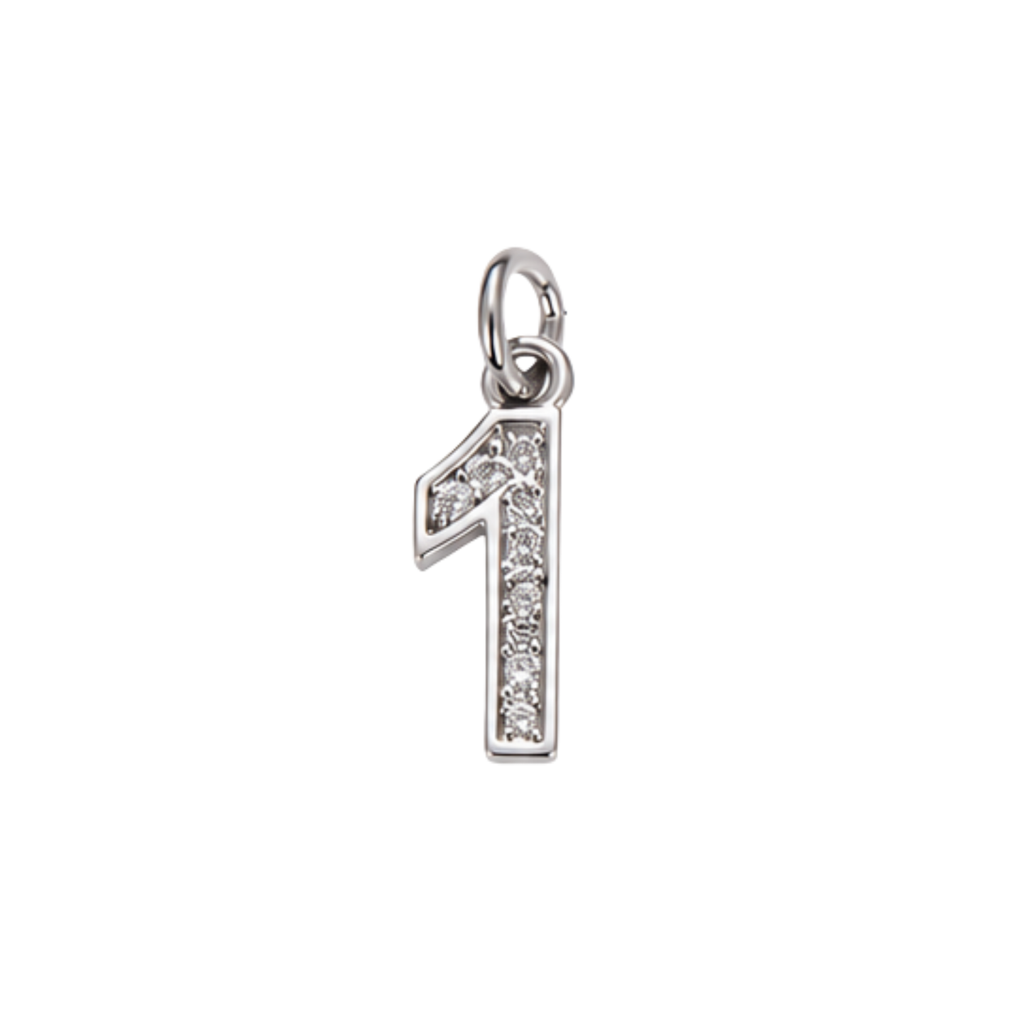 Small Silver Rhinestone Number Charm