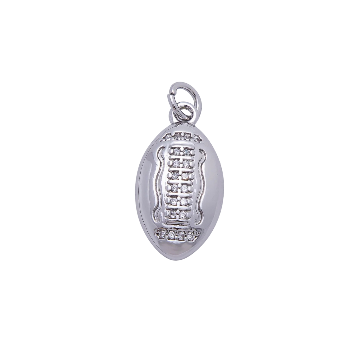 Medium Silver Rhinestone Football Charm