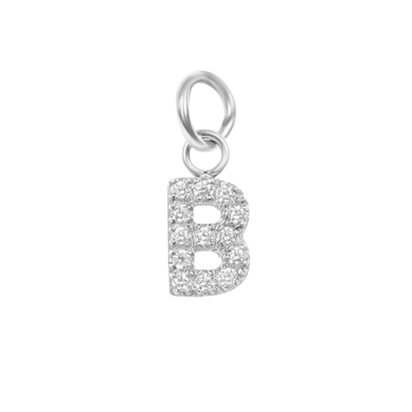 Mini Silver Paved Initial Charms