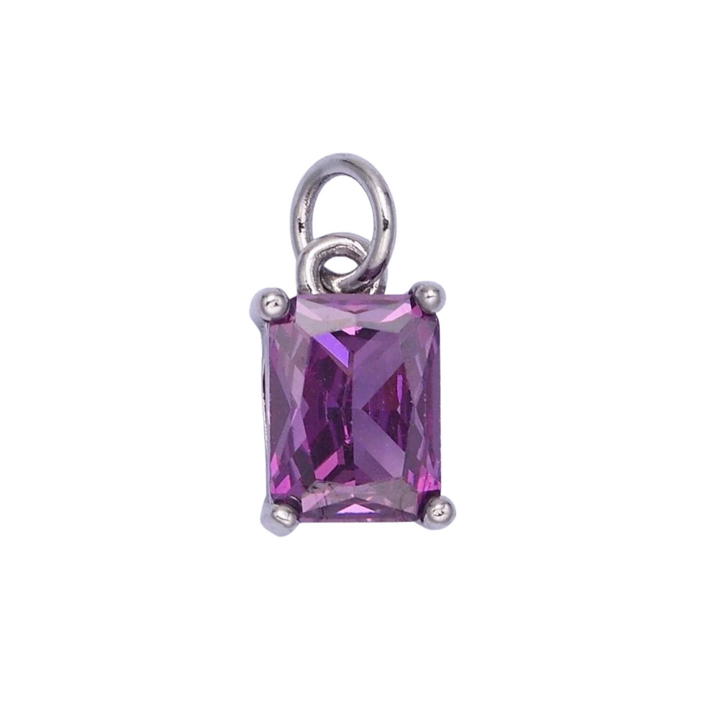 Small Silver Baguette Colored Charms