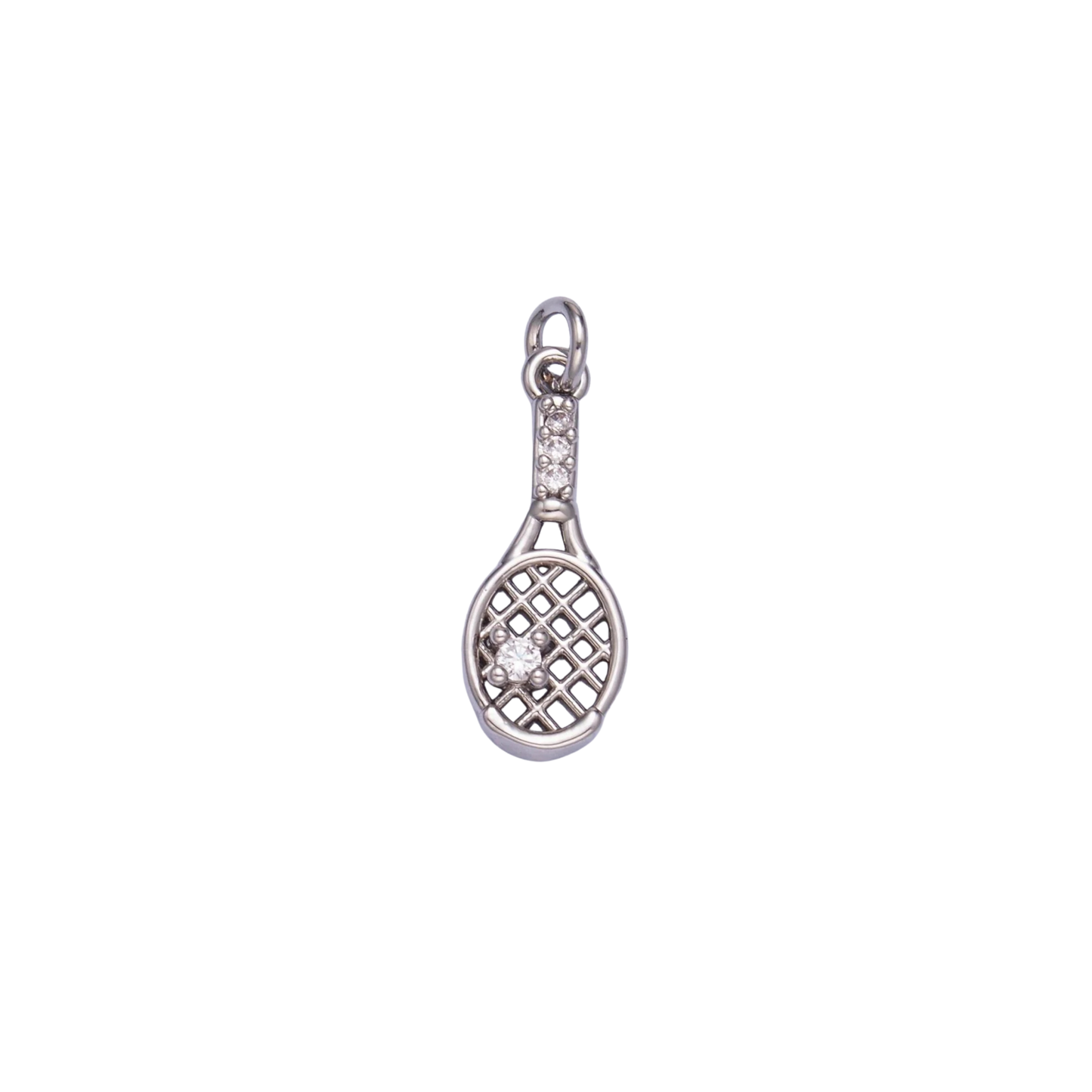 Small Silver Tennis Racket Charm