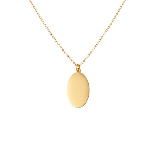 Engraved Oval Pendant Necklace