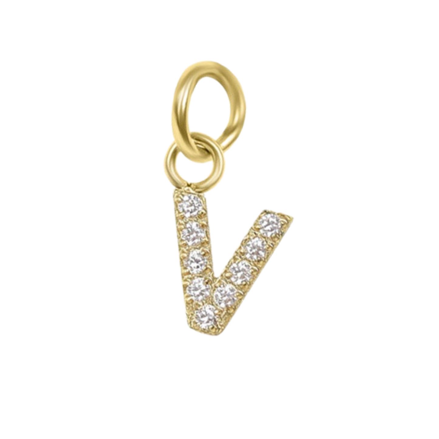 Mini 18K Gold Paved Initial Charms