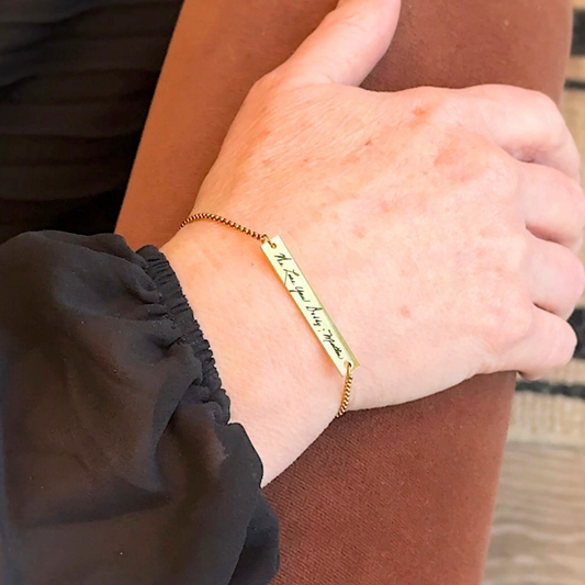 14K Gold-Filled Adjustable Flat Bar Bracelet (Engravable)