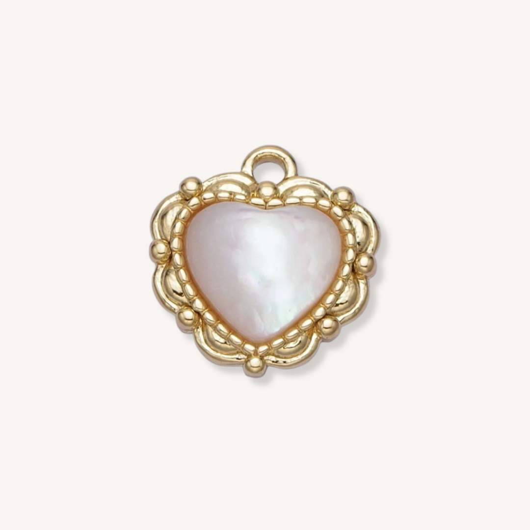 Small Vintage Pearl Heart Charm