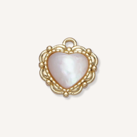 Small Vintage Pearl Heart Charm