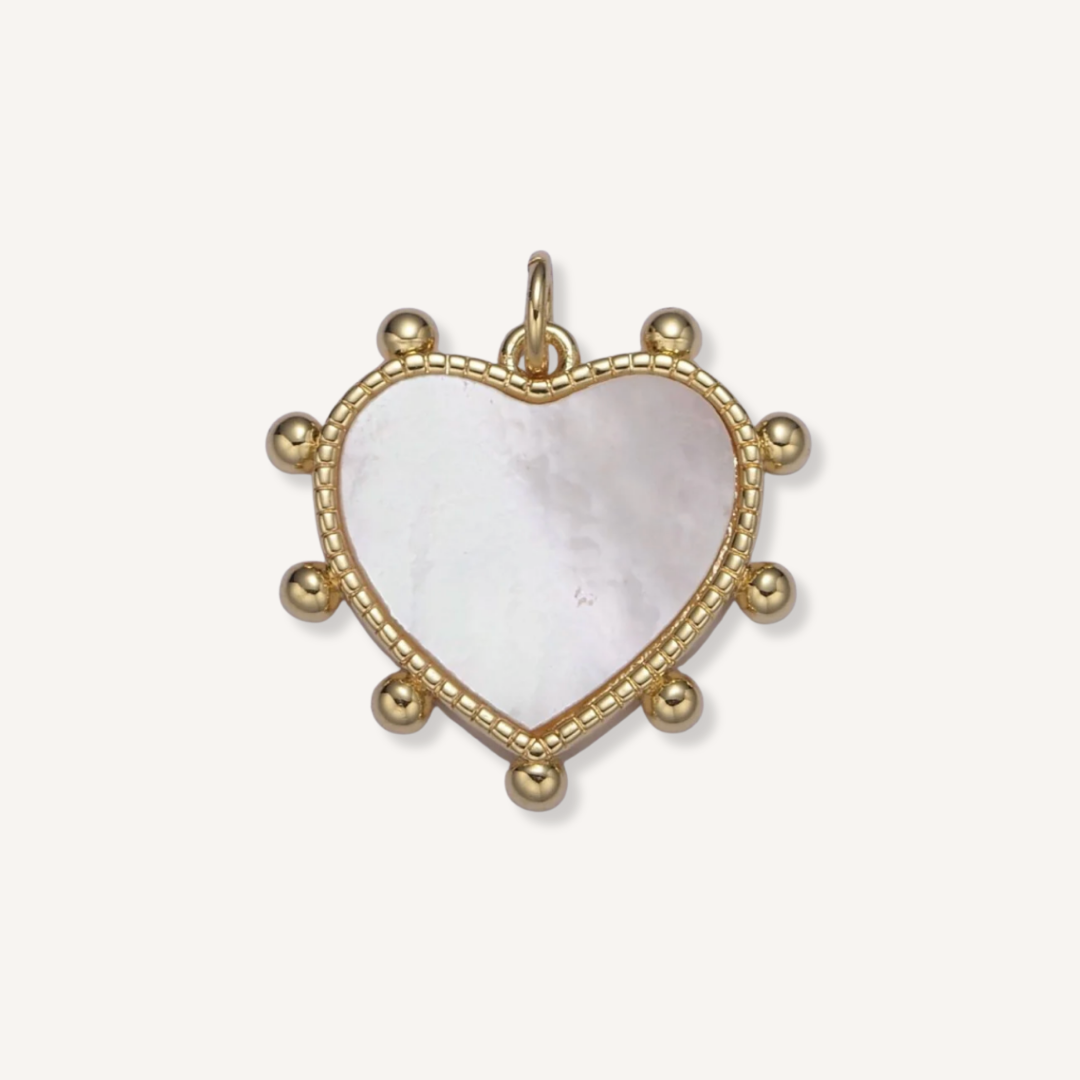Large Pearl Heart Charm