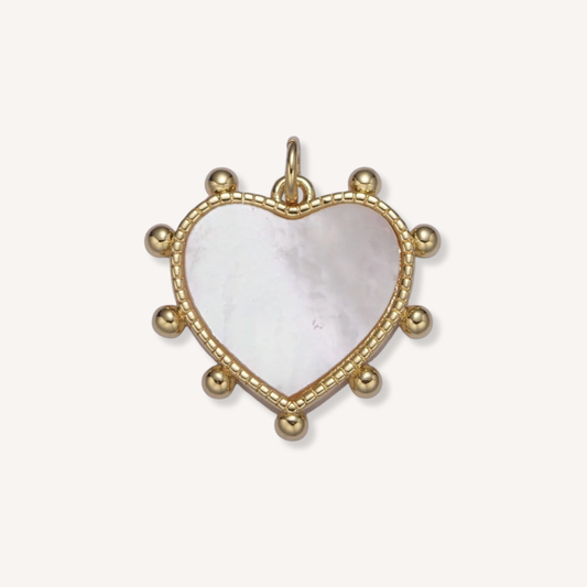 Large Pearl Heart Charm