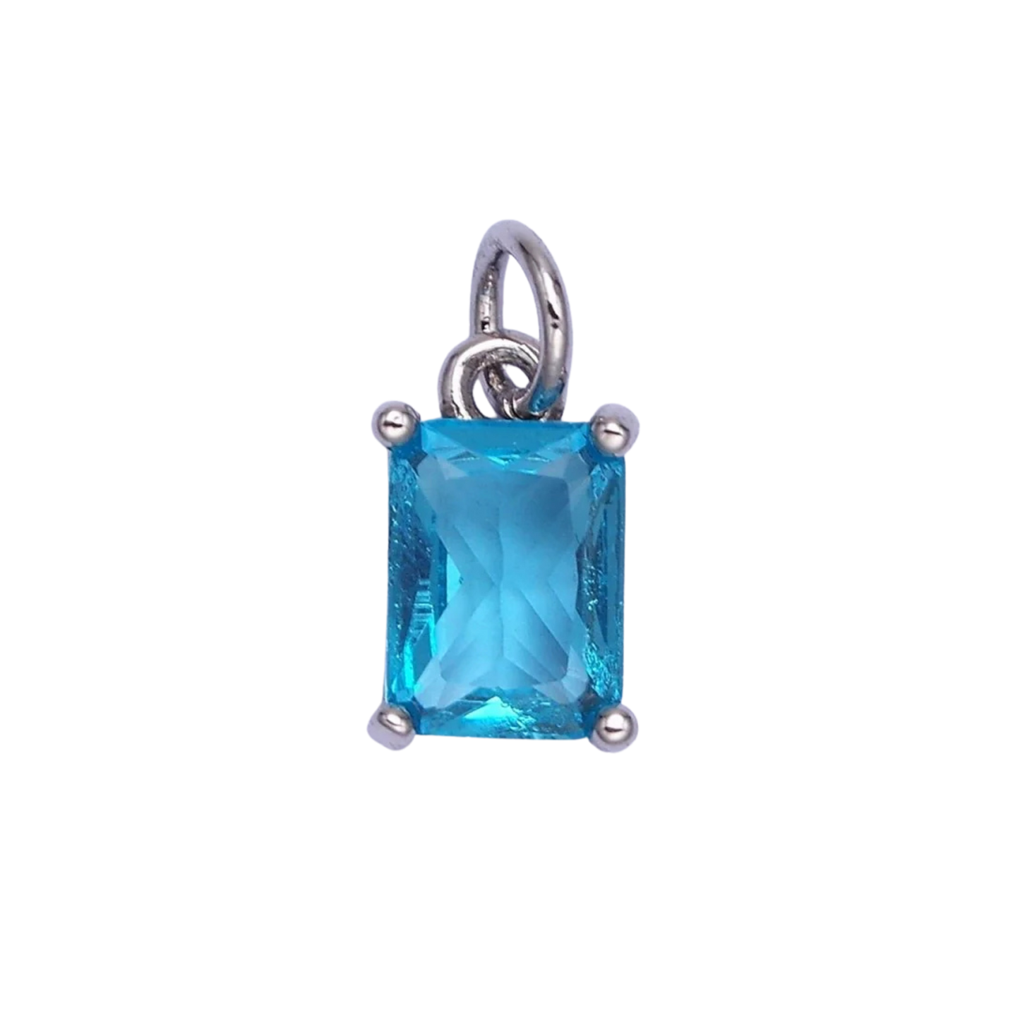 Small Silver Baguette Colored Charms