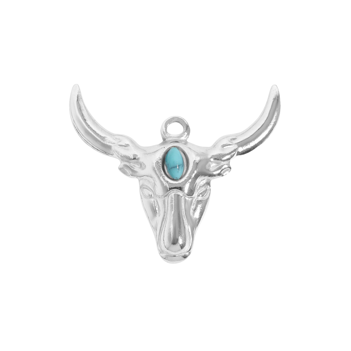 Large Silver Longhorn Charm