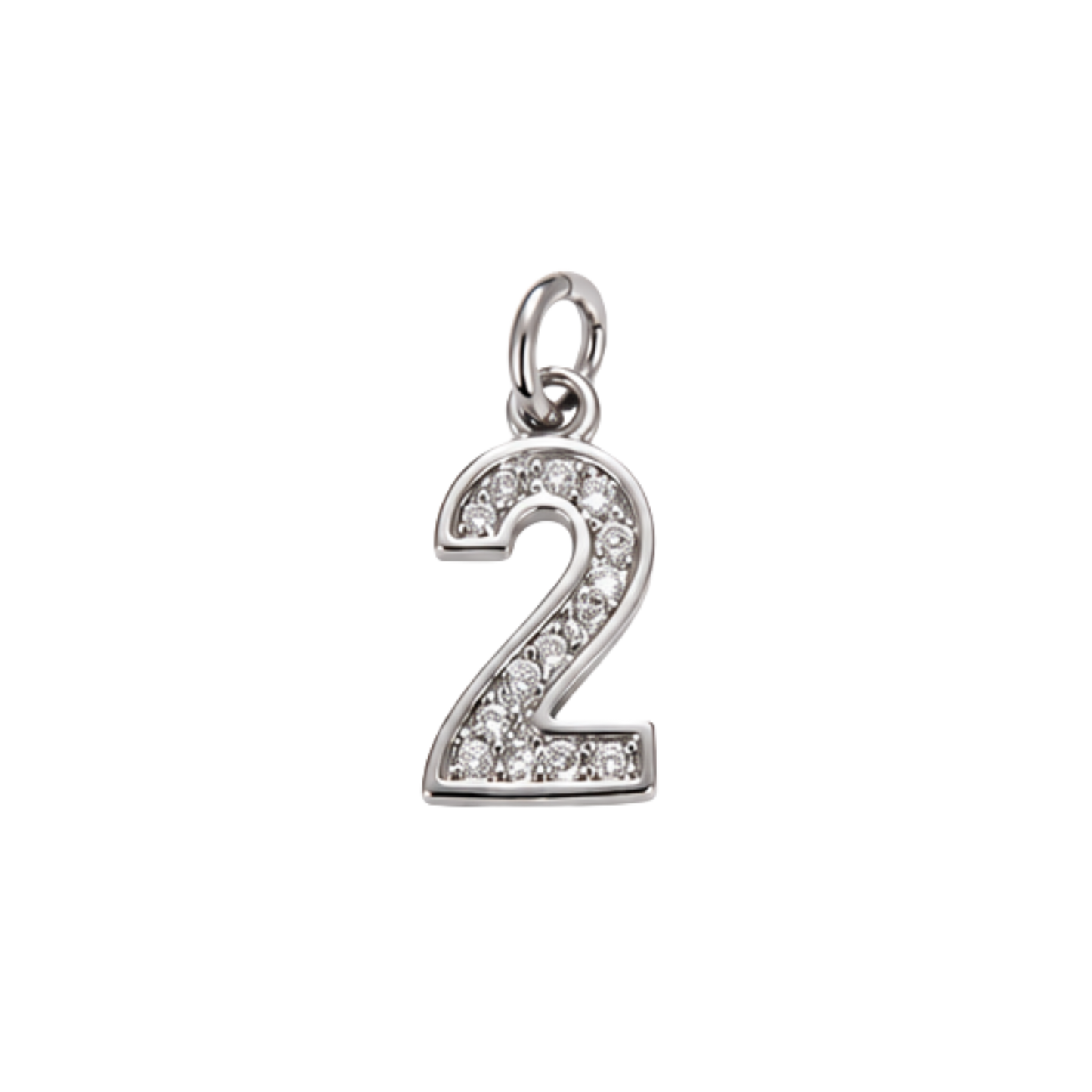 Small Silver Rhinestone Number Charm