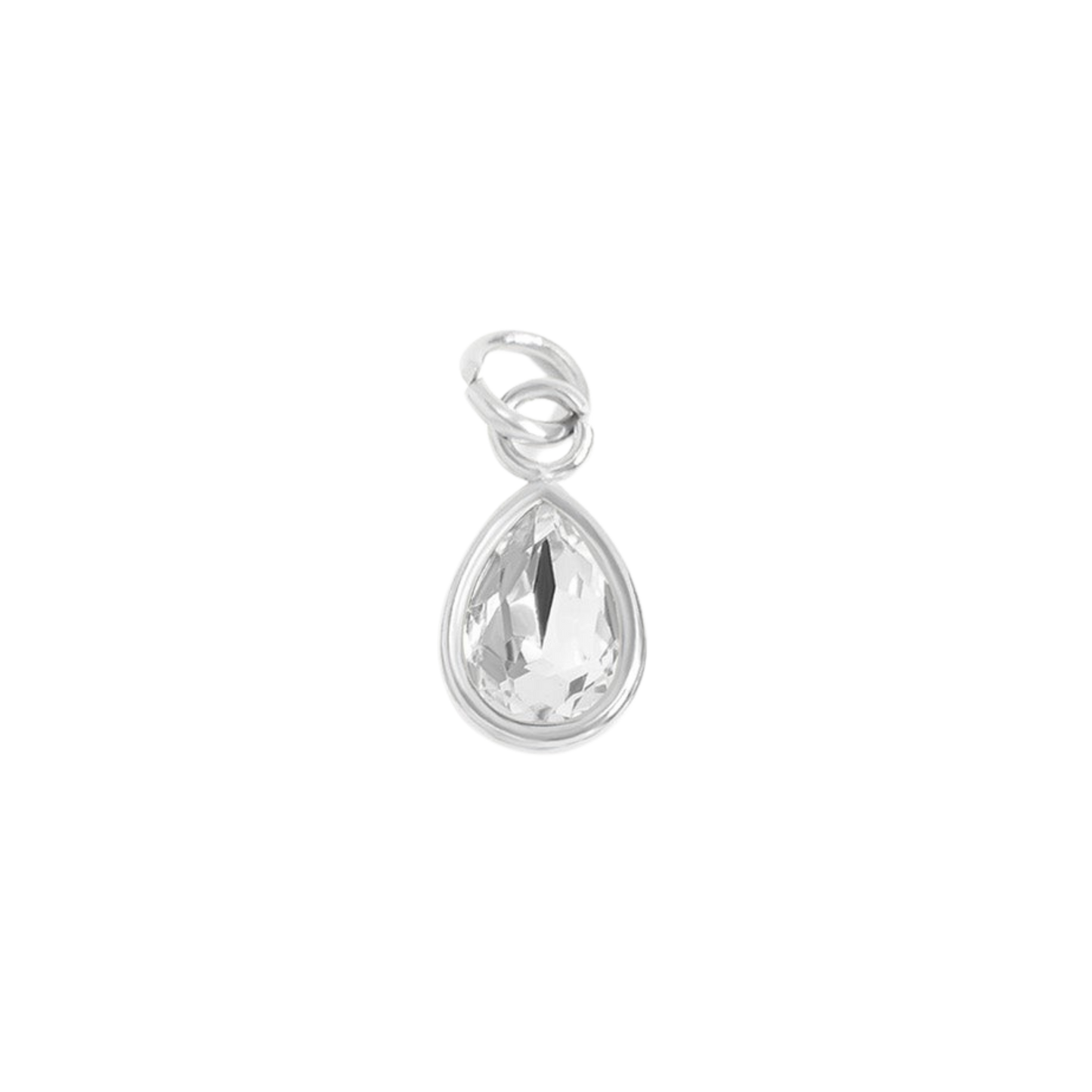 Mini Teardrop Colored Gem Charms (Silver)