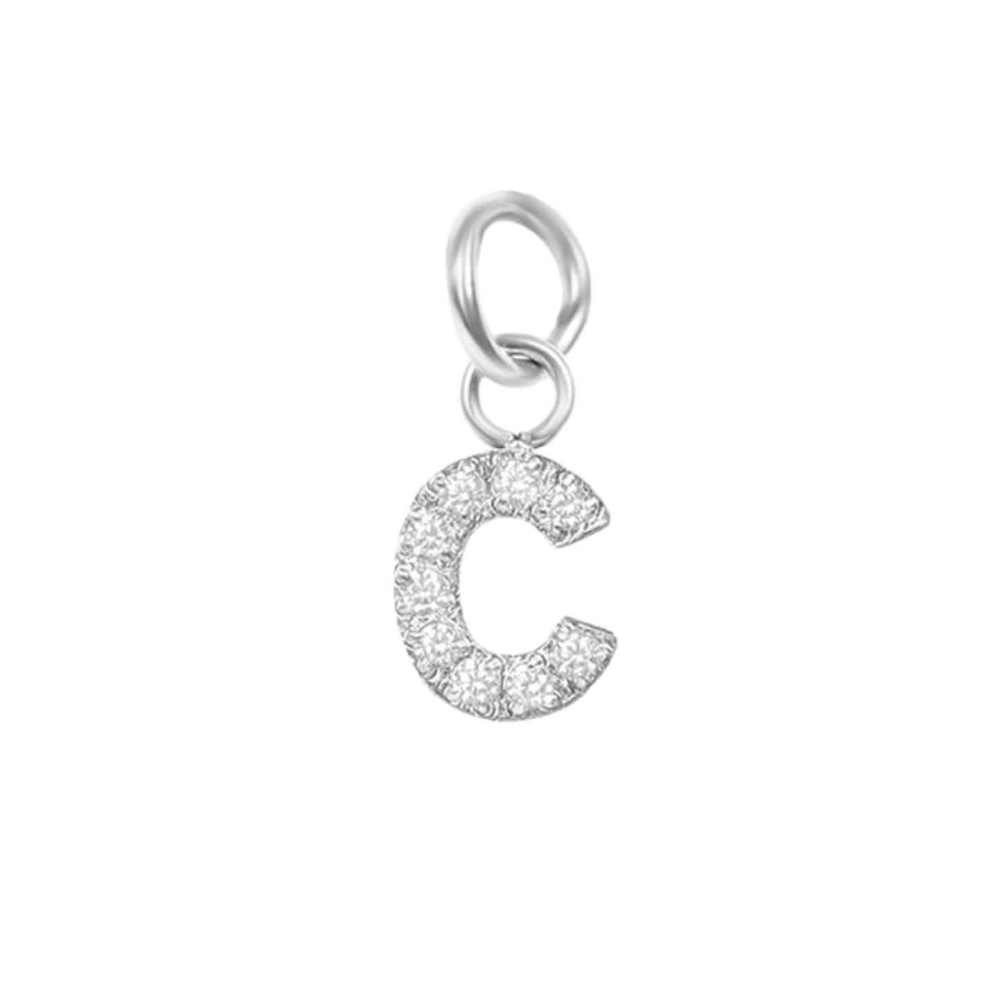 Mini Silver Paved Initial Charms