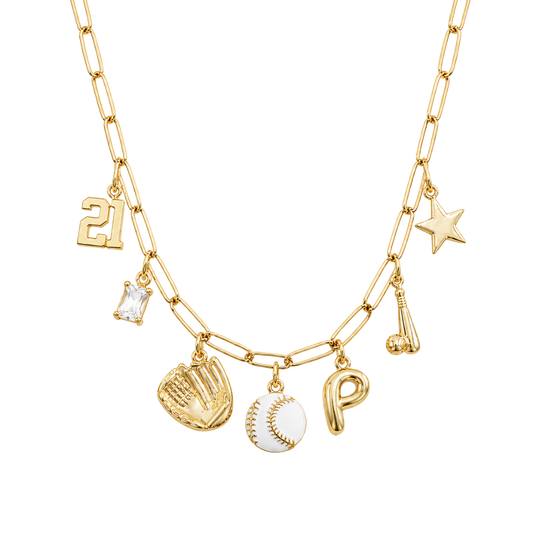 White Baseball/Softball Charm Necklace
