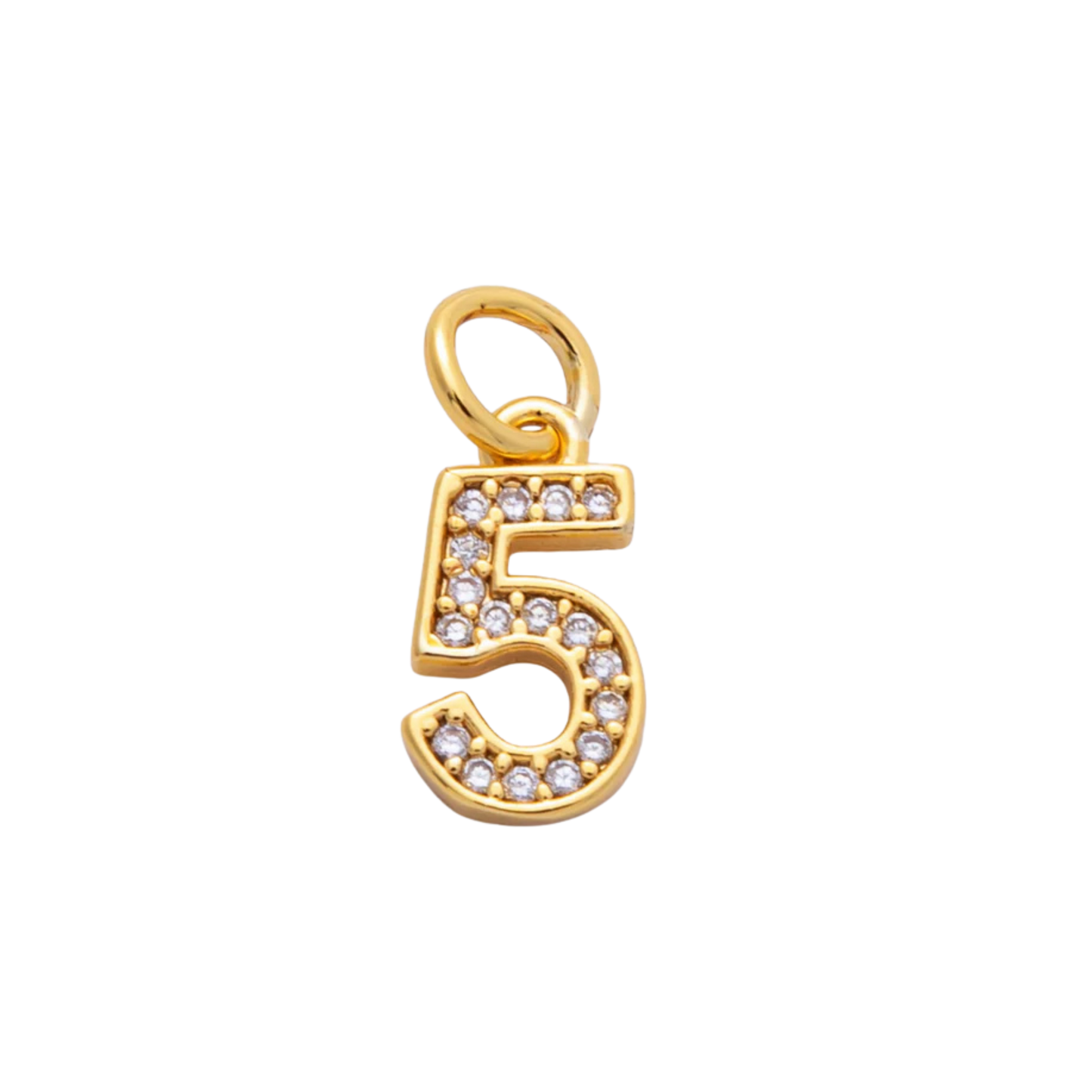 Small Rhinestone Number Charm