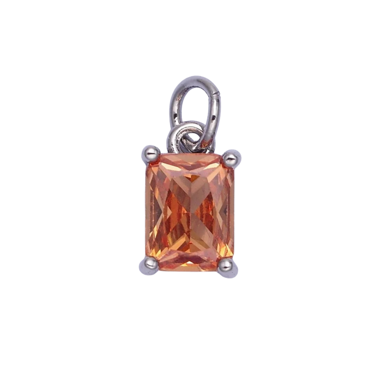 Small Silver Baguette Colored Charms
