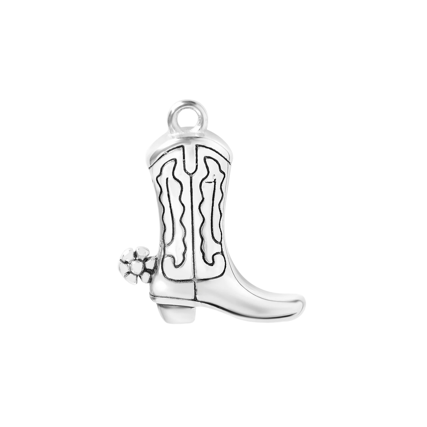 Large Silver Cowboy Boot Charm