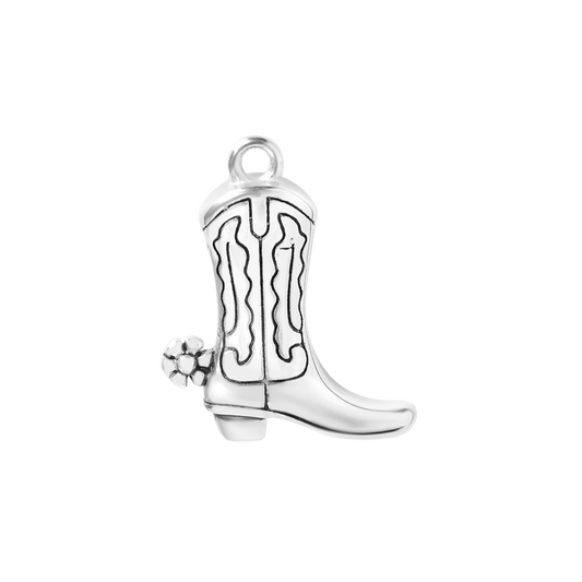 Large Silver Cowboy Boot Charm