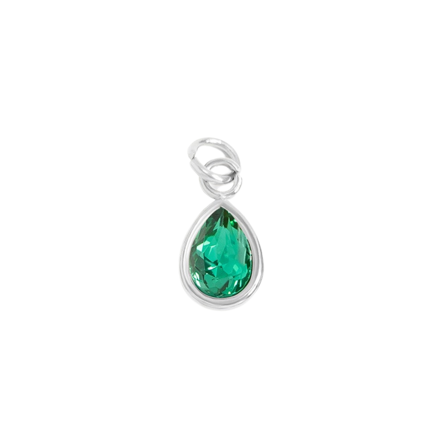 Mini Teardrop Colored Gem Charms (Silver)
