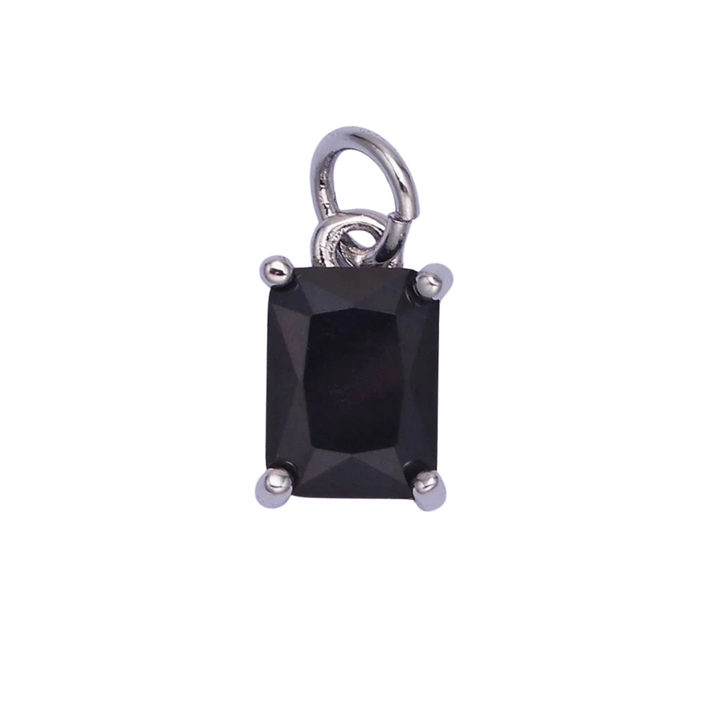 Small Silver Baguette Colored Charms