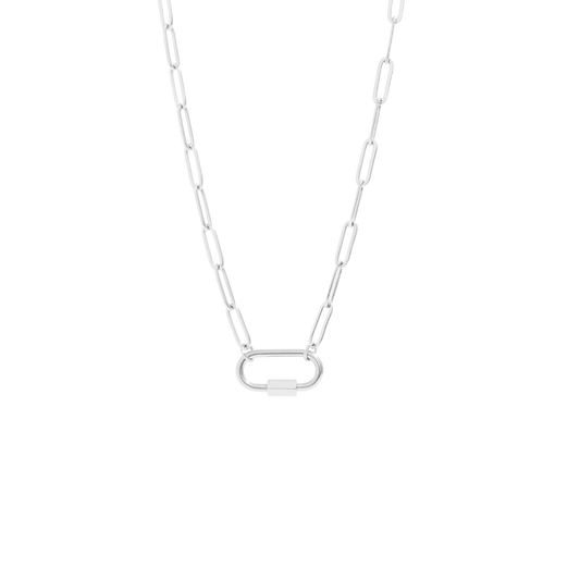 Silver Carabiner Charm Holder Necklace