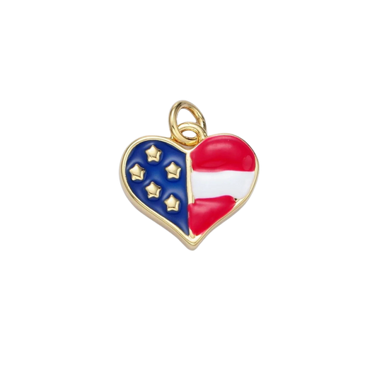 Small American Flag Heart Charm