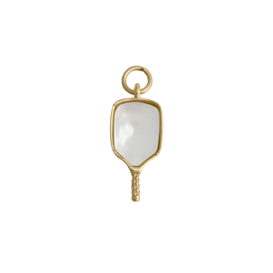 Small Gold Pearly Pickleball Paddle Charm
