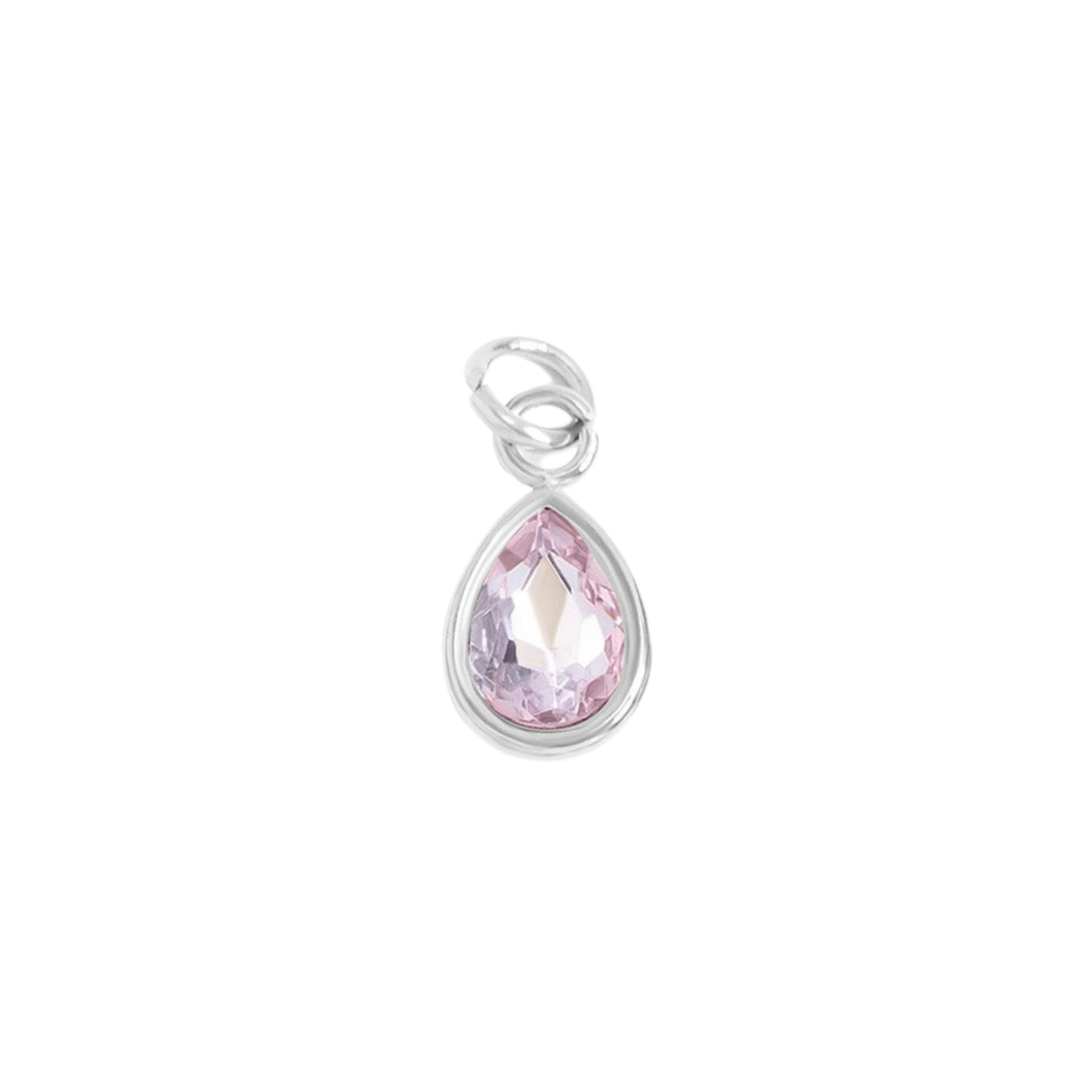 Mini Teardrop Colored Gem Charms (Silver)