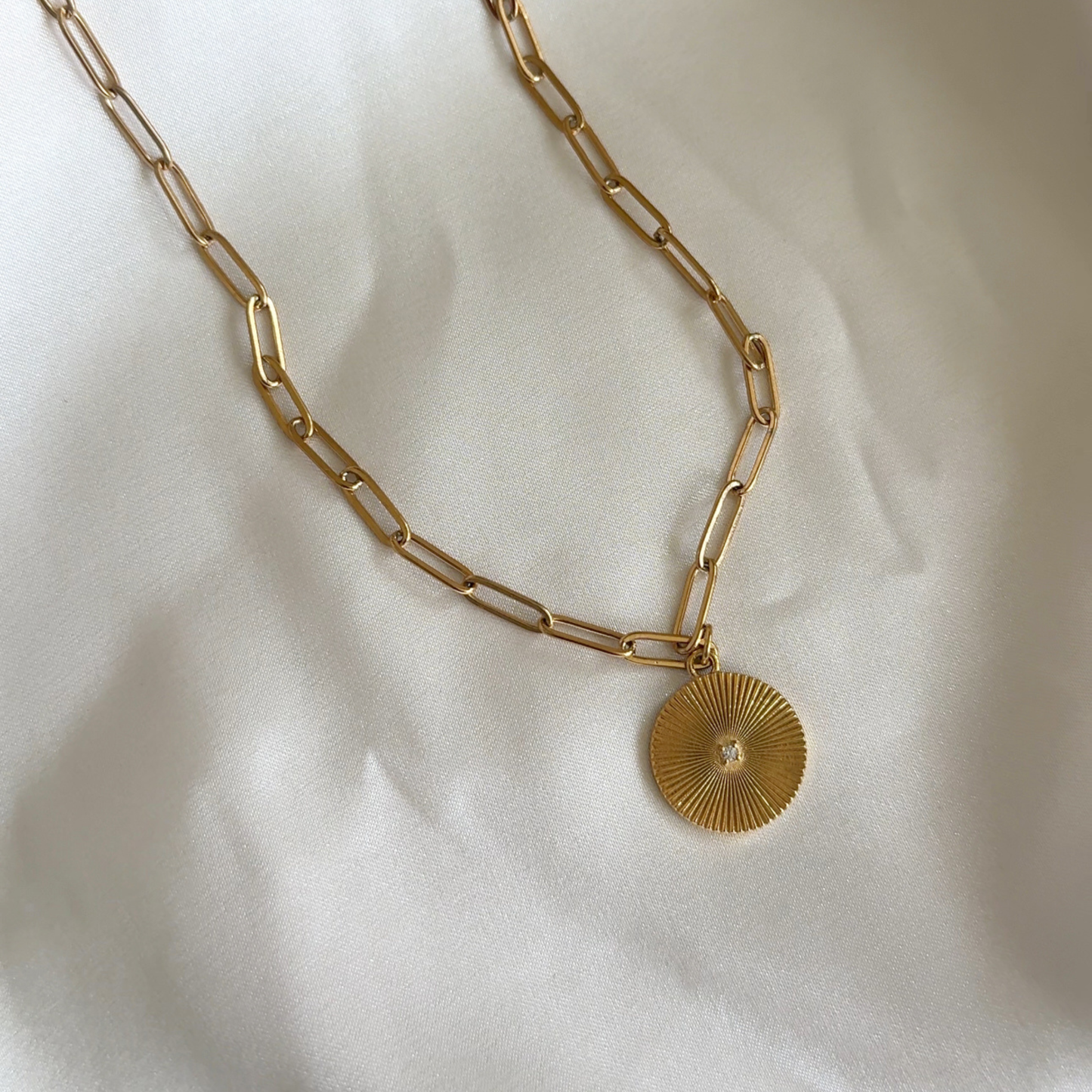 Sunburst Circle Pendant Necklace
