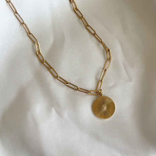 Sunburst Circle Pendant Necklace