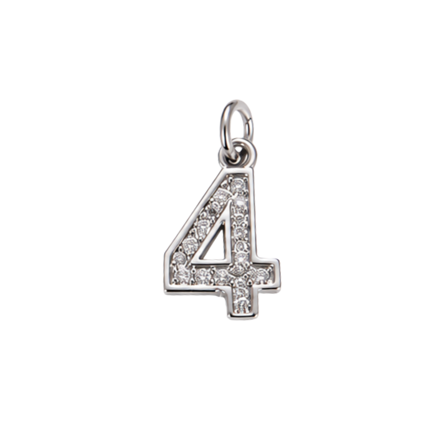 Small Silver Rhinestone Number Charm