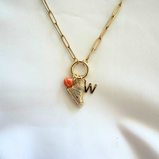 Orange Basketball Charm Holder Necklace
