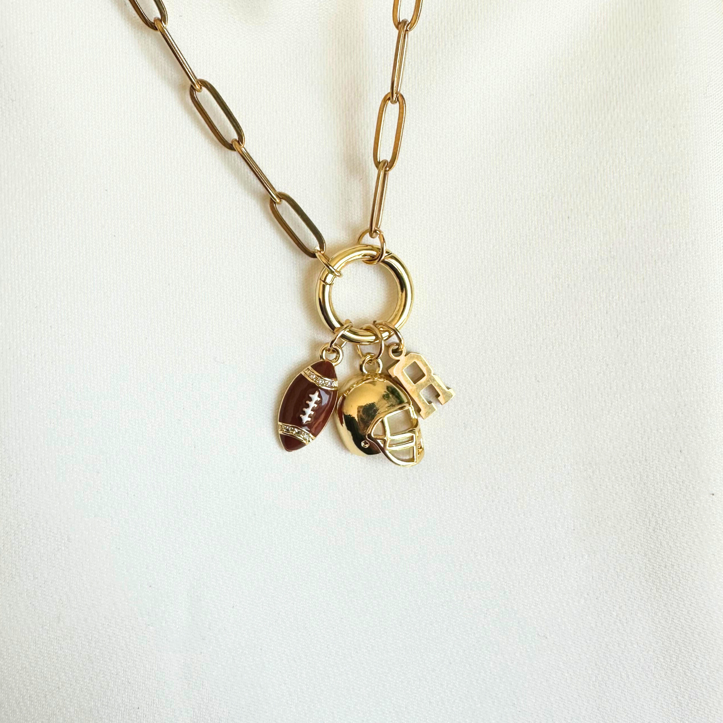 Brown Football Charm Holder Necklace