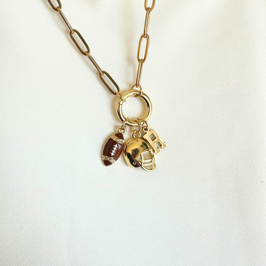 Brown Football Charm Holder Necklace