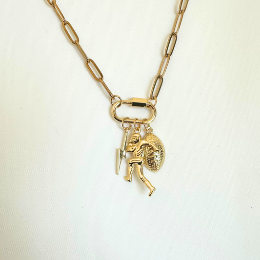 Football Player Carabiner Charm Holder Necklace