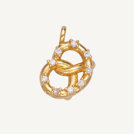 Small Rhinestone Pretzel Charm