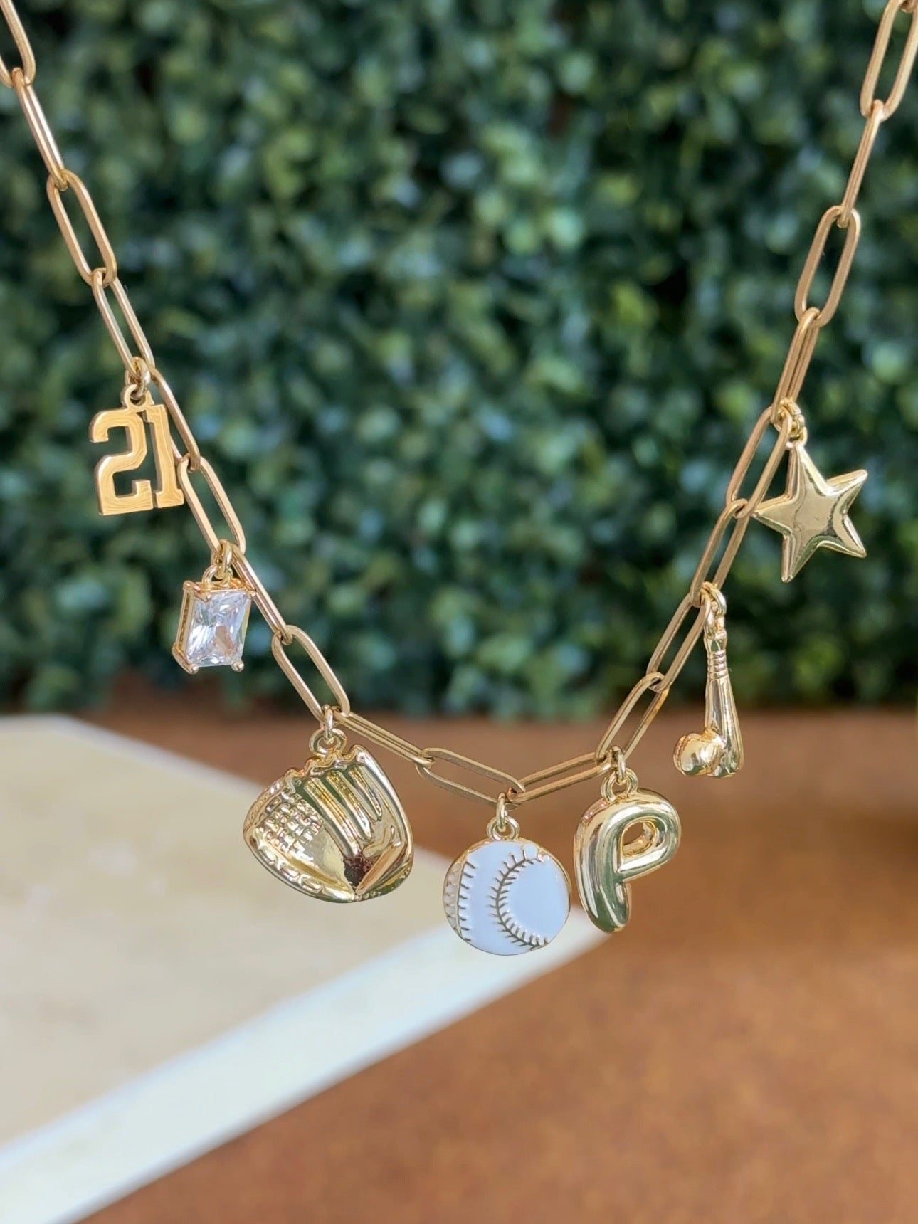 White Baseball/Softball Charm Necklace