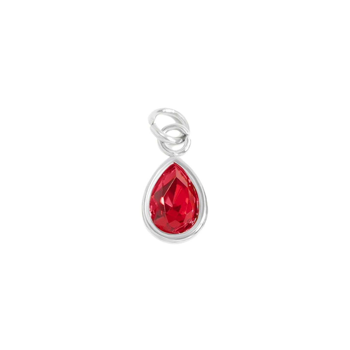 Mini Teardrop Colored Gem Charms (Silver)