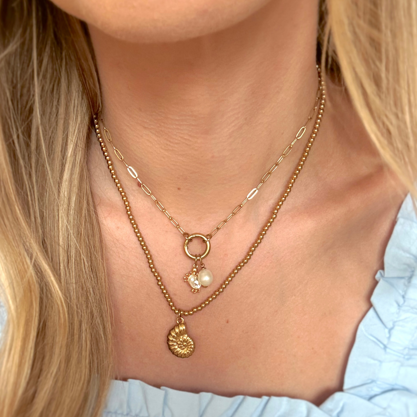 Beaded Nautilus Pendant Necklace