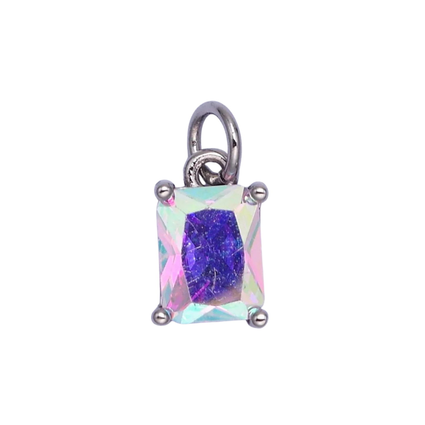 Small Silver Baguette Colored Charms