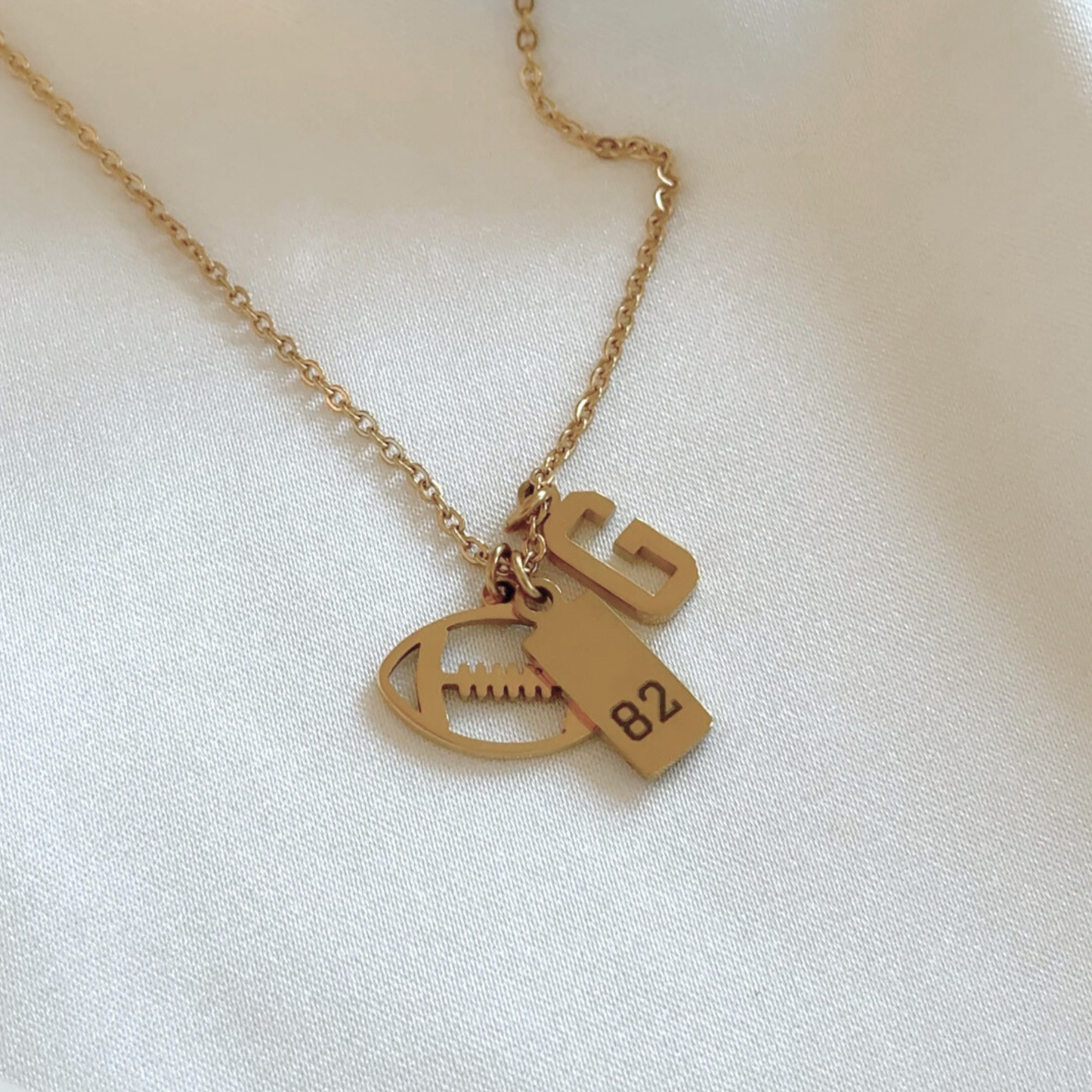 3-Charm Football Necklace