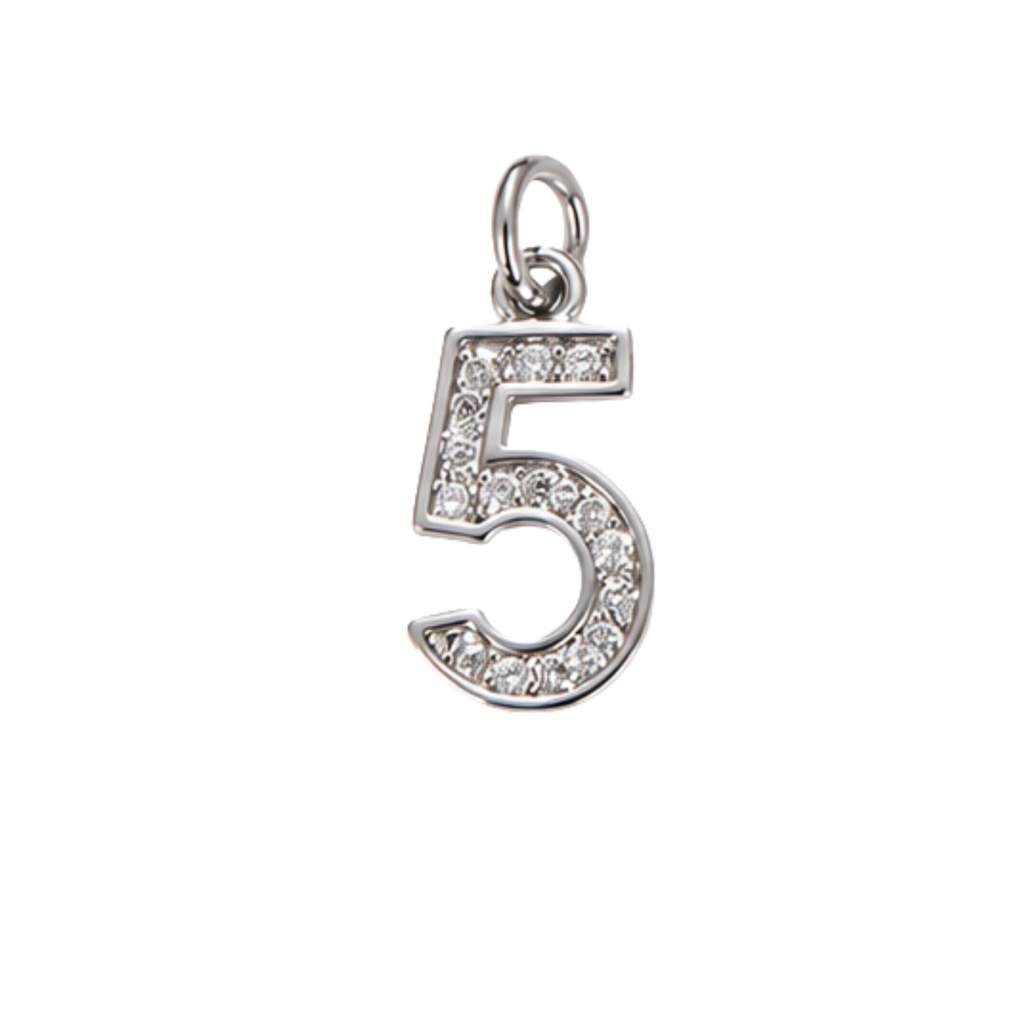 Small Silver Rhinestone Number Charm