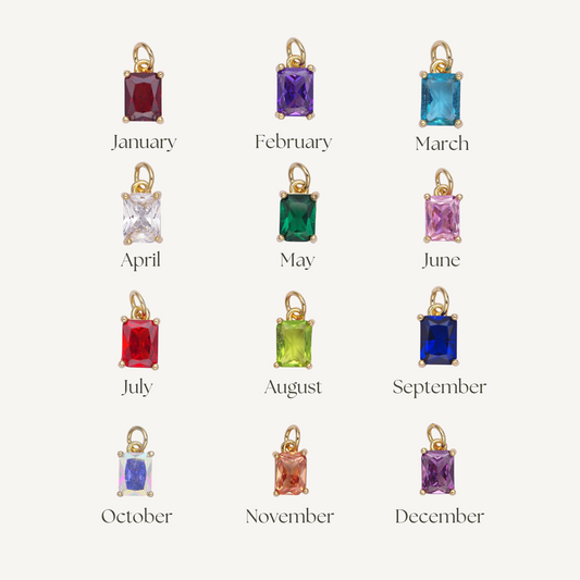 Small Baguette Birthstone Charms