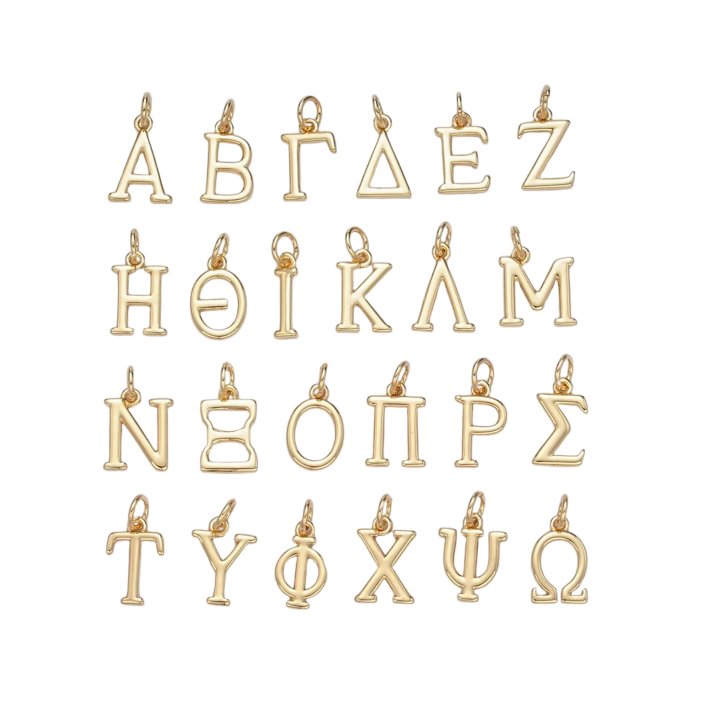 Small Gold Greek Letter Charms