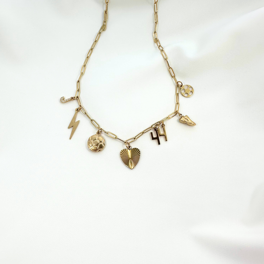 All Gold Soccer 7-Charm Necklace