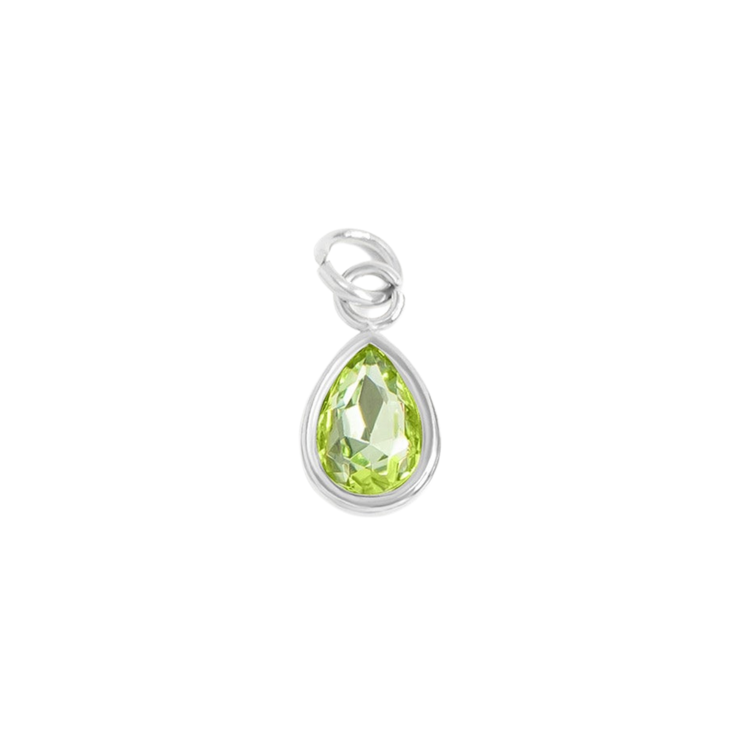 Mini Teardrop Colored Gem Charms (Silver)