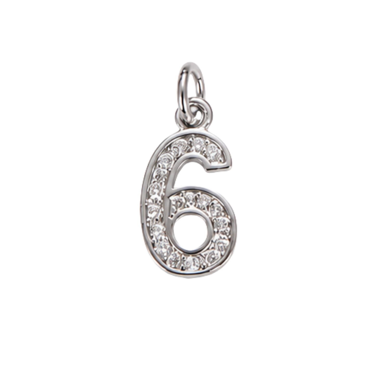 Small Silver Rhinestone Number Charm