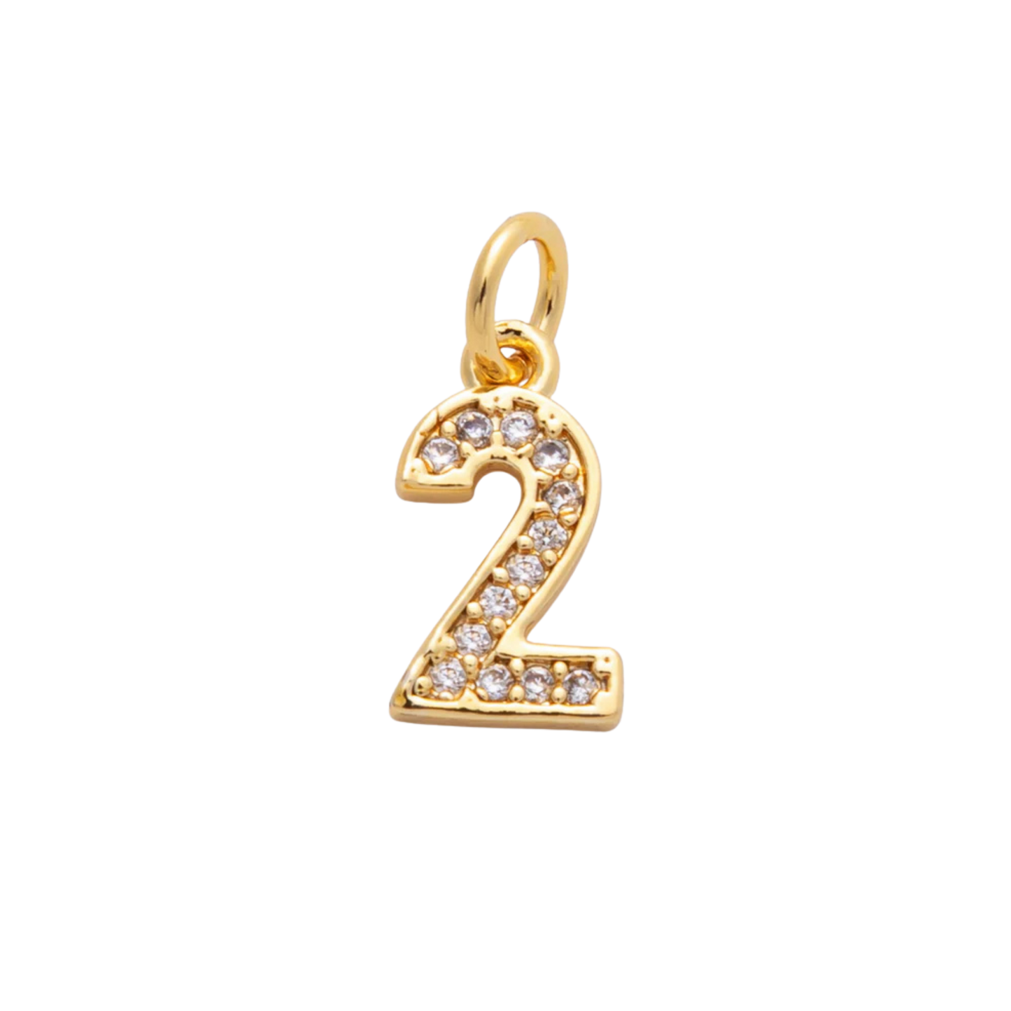 Small Rhinestone Number Charm