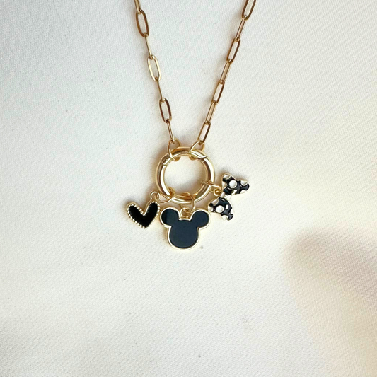 All-Black Happiest Place 3-Charm Circle Necklace