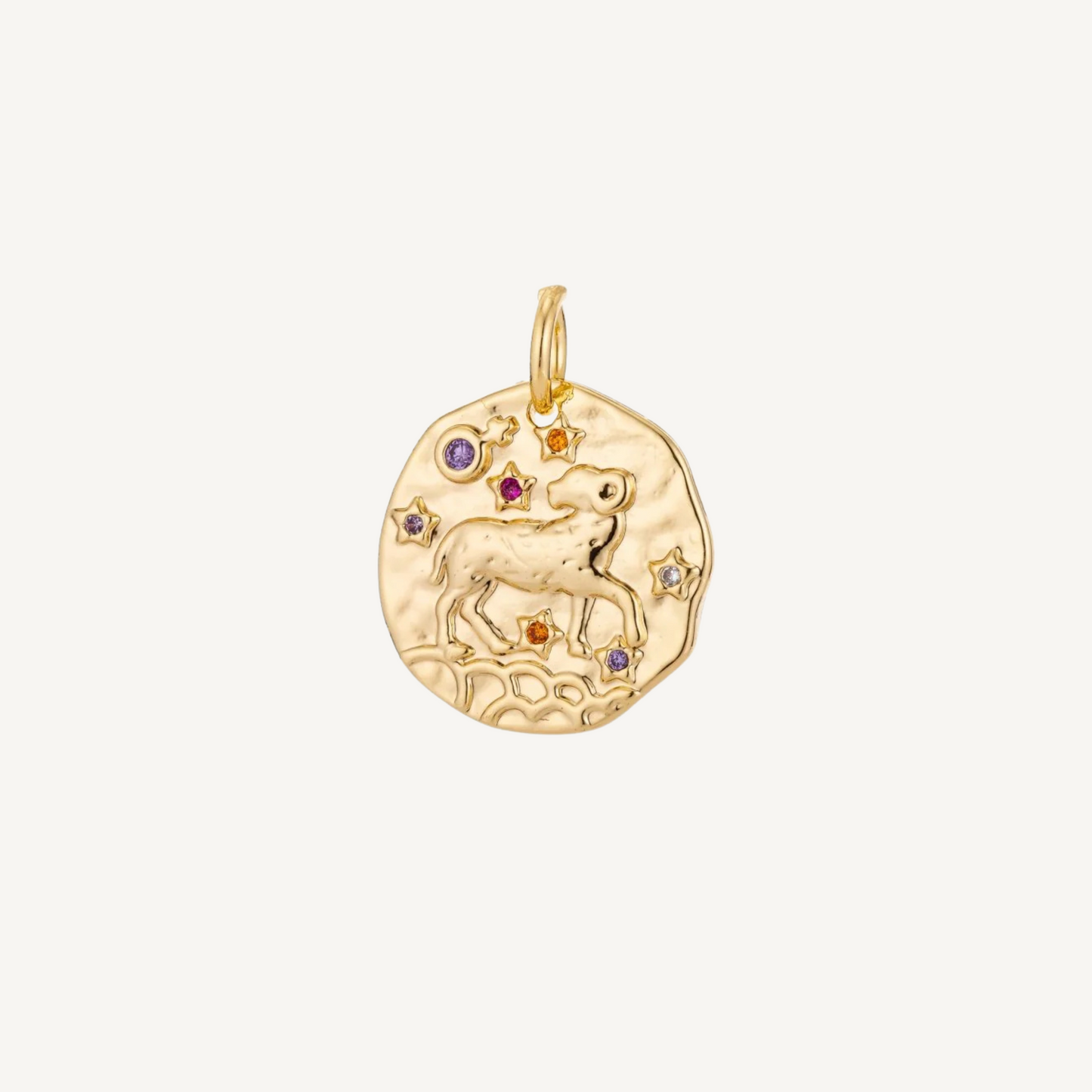 Medium Hammered Zodiac Coin Charm